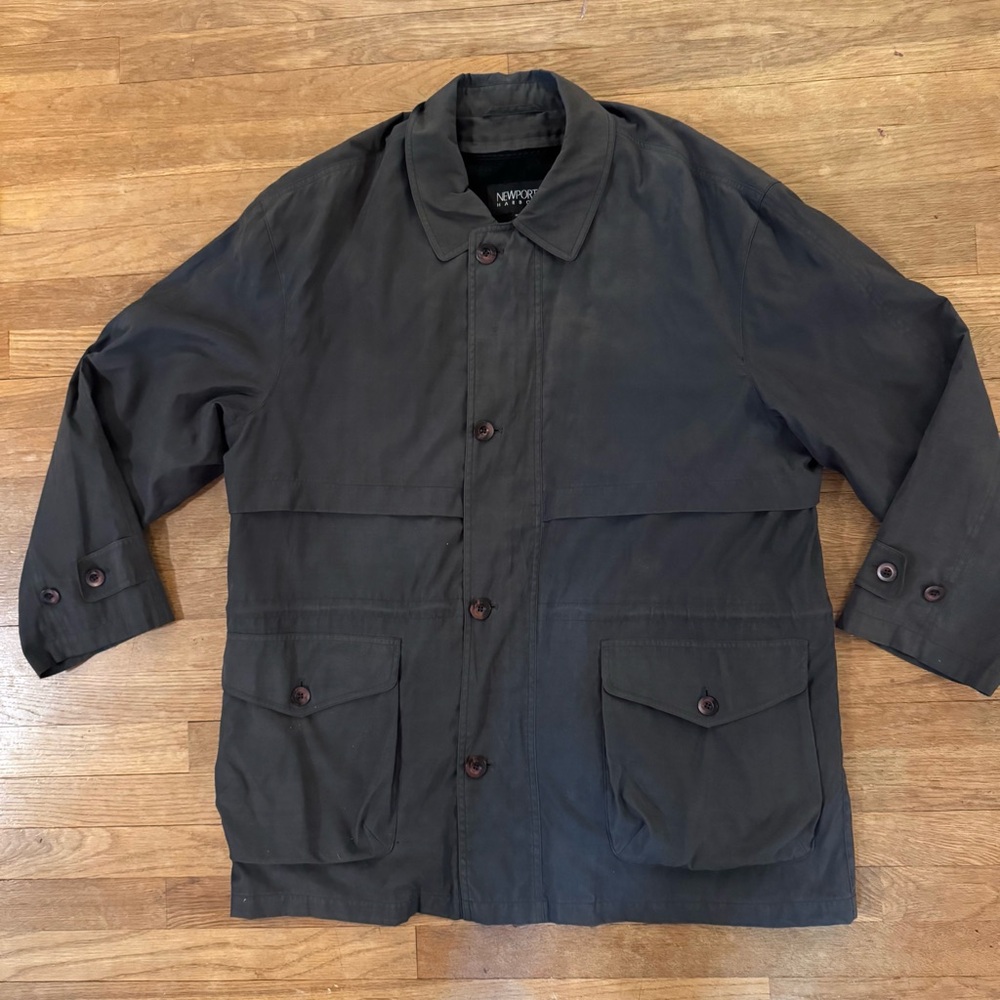 Newport Harbor Olive full zip lined utility coat size XL
 b55